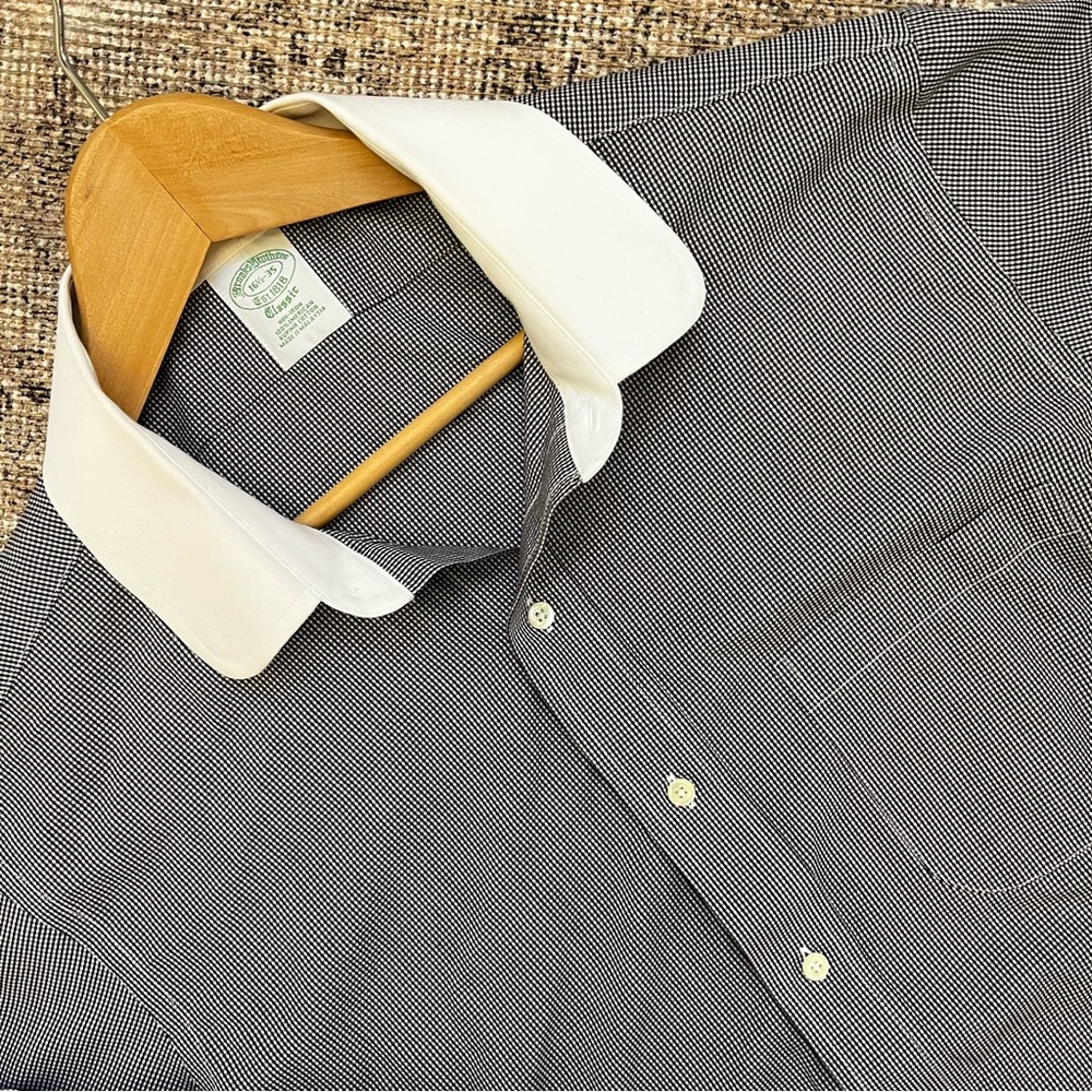 Brooks Brothers Checkered Non Iron Supima Cotton Collared Dress Shirt